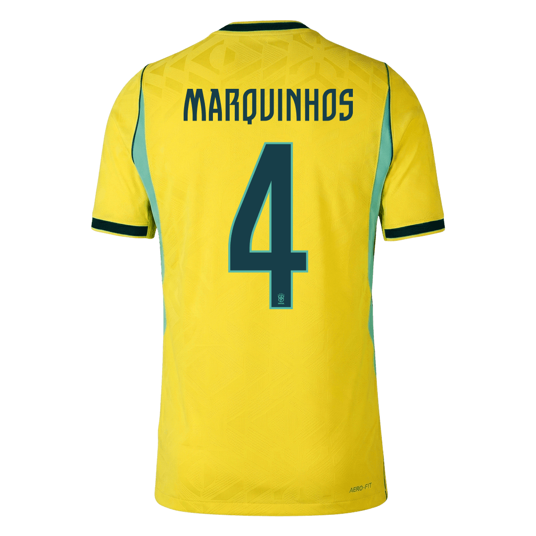 Brazil VM Hjemmedrakt Spillerversjon 2026 MARQUINHOS #4 Slim Fit