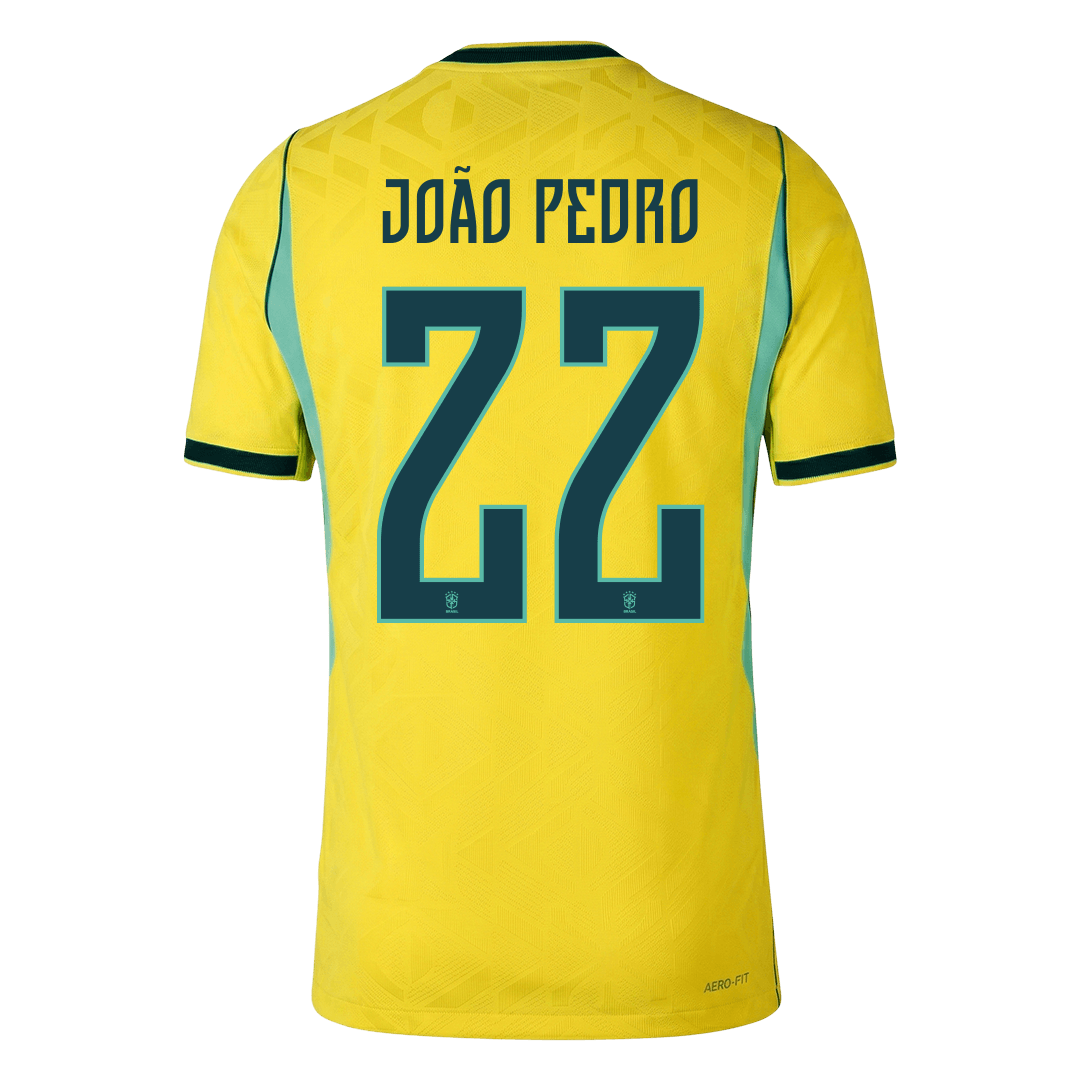 Brazil VM Hjemmedrakt Spillerversjon 2026 JOÃO PEDRO #22 Slim Fit
