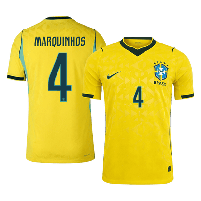 Brazil VM Hjemmedrakt Spillerversjon 2026 MARQUINHOS #4 Slim Fit