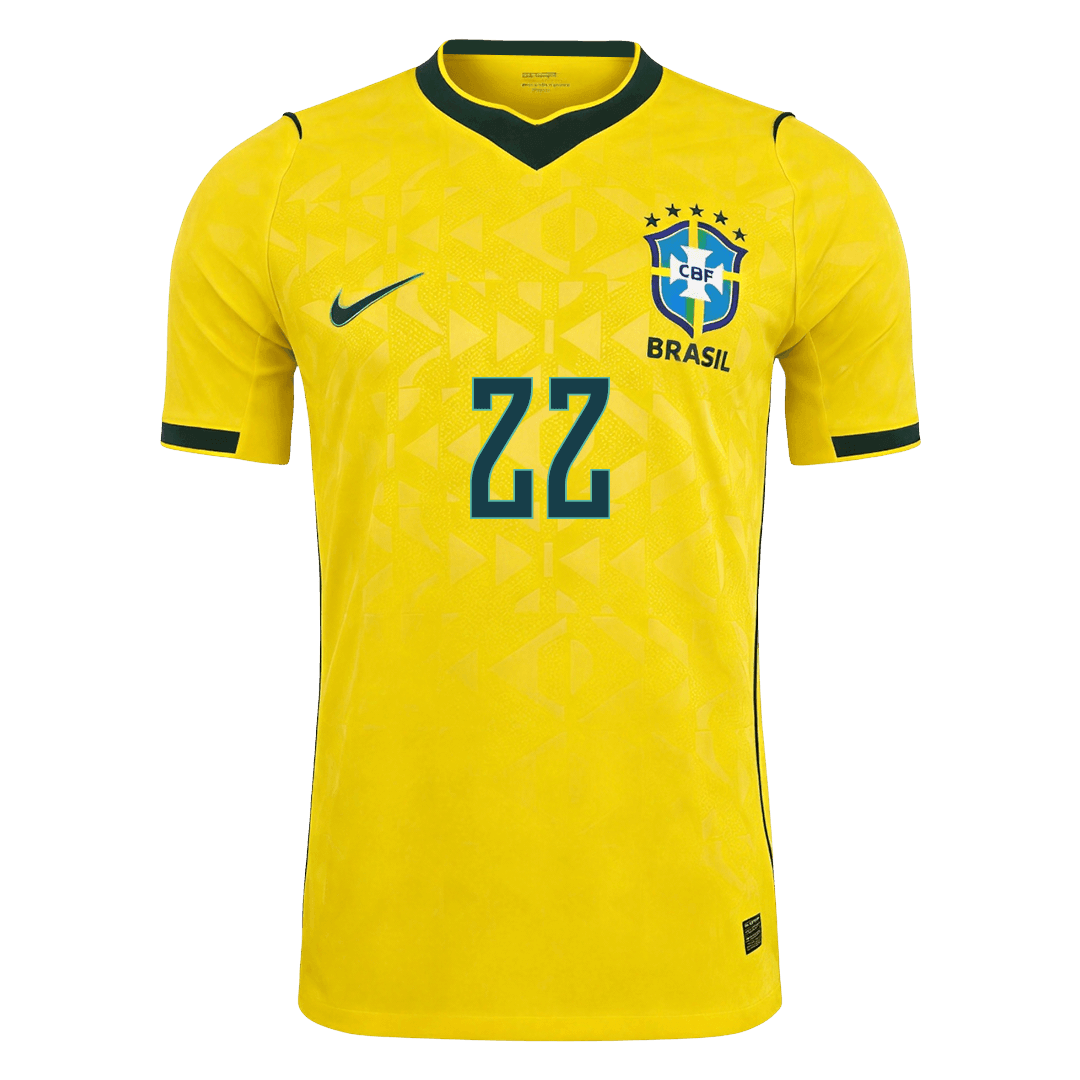 Brazil VM Hjemmedrakt Spillerversjon 2026 JOÃO PEDRO #22 Slim Fit