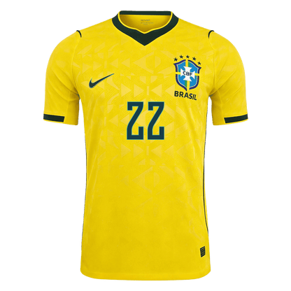 Brazil VM Hjemmedrakt Spillerversjon 2026 JOÃO PEDRO #22 Slim Fit