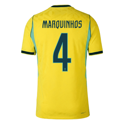 Brazil VM Hjemmedrakt Spillerversjon 2026 MARQUINHOS #4 Slim Fit