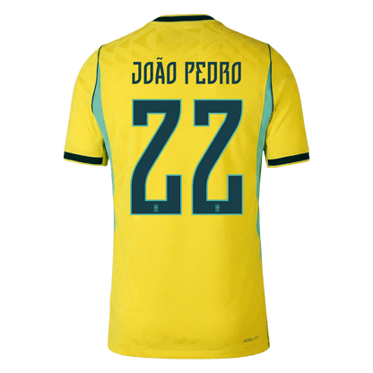 Brazil VM Hjemmedrakt Spillerversjon 2026 JOÃO PEDRO #22 Slim Fit