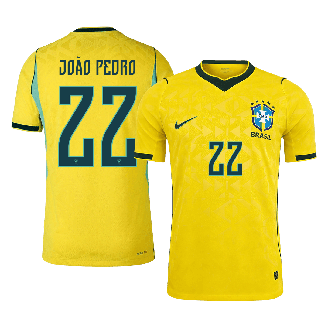 Brazil VM Hjemmedrakt Spillerversjon 2026 JOÃO PEDRO #22 Slim Fit