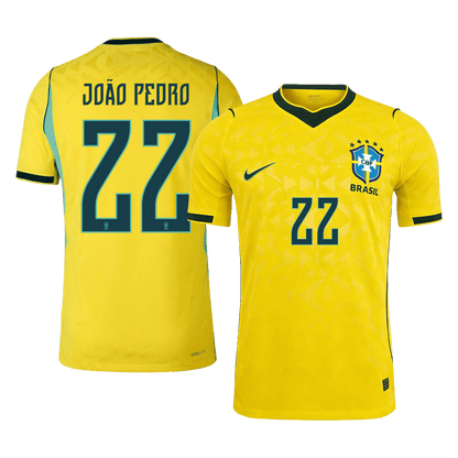 Brazil VM Hjemmedrakt Spillerversjon 2026 JOÃO PEDRO #22 Slim Fit