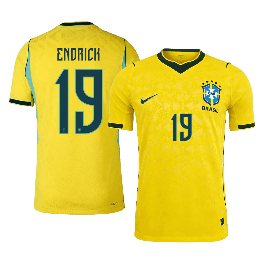 Brazil VM Hjemmedrakt Spillerversjon 2026 ENDRICK #19 Slim Fit