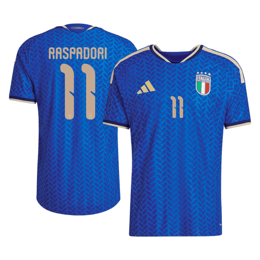 Italy World Cup Hjemmedrakt Spillerversjon 2026 RASPADORI #11 Slim Fit
